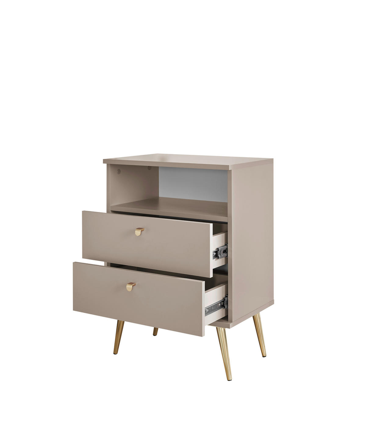 NOPTIERĂ in bej  - bej/alămiu, Modern, metal/material pe bază de lemn (50/70/34cm) - Ti'me
