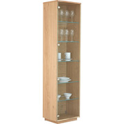 VITRINE in mehrschichtige Massivholzplatte (Tischlerplatte) Asteiche Eichefarben - Eichefarben/Nickelfarben, Design, Glas/Holz (50,4/198,8/38cm) - Anrei