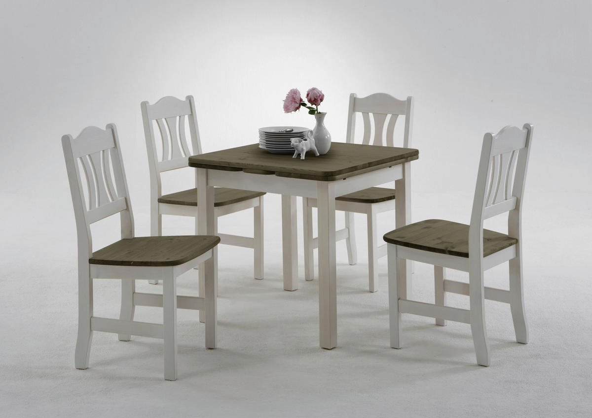 STUHL Grau, Weiß Kiefer massiv  - Weiß/Grau, ROMANTIK / LANDHAUS, Holz (44/92/45cm) - Boxxx