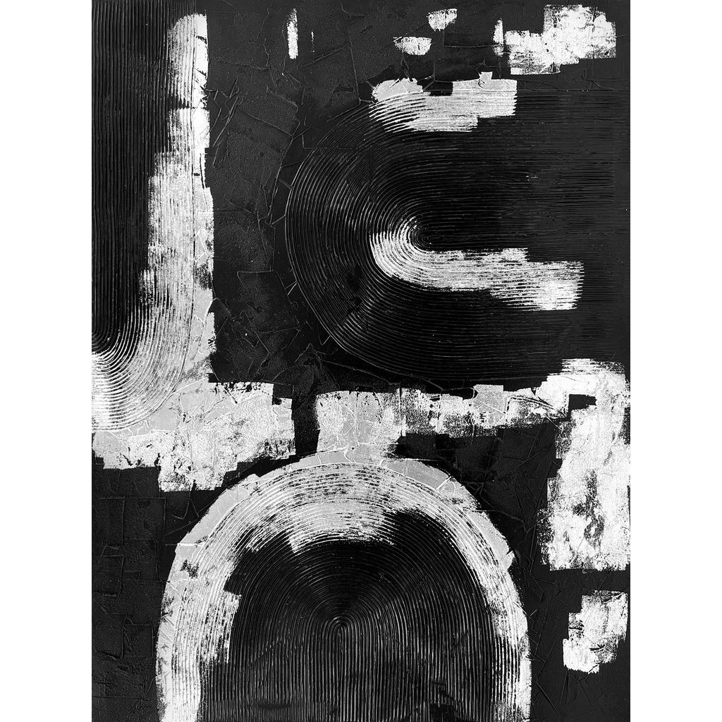 Monee OLEJOMALBA, abstraktní, 88/118 cm - černá,barvy stříbra