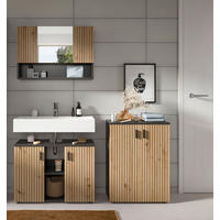 BADEZIMMER 3-teilig  - Schwarz/Eiche Artisan, Basics, Holzwerkstoff/Kunststoff (140/189/30cm) - MID.YOU