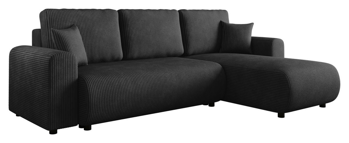 ECKSOFA  in Cord Anthrazit  - Anthrazit/Schwarz, KONVENTIONELL, Kunststoff/Textil (246/152cm) - Xora