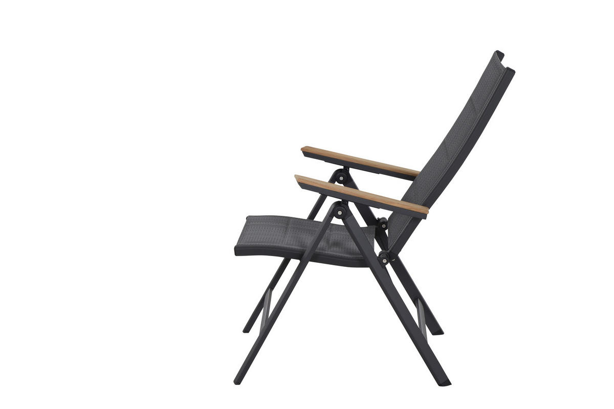KLAPPSESSEL-SET in Holz, Metall, Kunststoff Anthrazit  - Anthrazit, Basics, Holz/Kunststoff (59/110/68cm) - Siena Garden