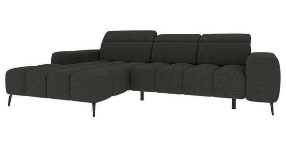 ECKSOFA Anthrazit Flachgewebe Rücken echt, Kopfteilverstellung, Sitztiefenverstellung  - Anthrazit/Schwarz, KONVENTIONELL, Kunststoff/Textil (171/273cm) - Carryhome