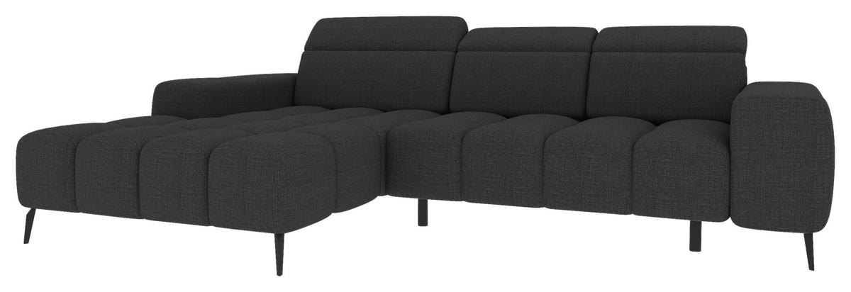 ECKSOFA Anthrazit Flachgewebe Rücken echt, Kopfteilverstellung, Sitztiefenverstellung  - Anthrazit/Schwarz, KONVENTIONELL, Kunststoff/Textil (171/273cm) - Carryhome