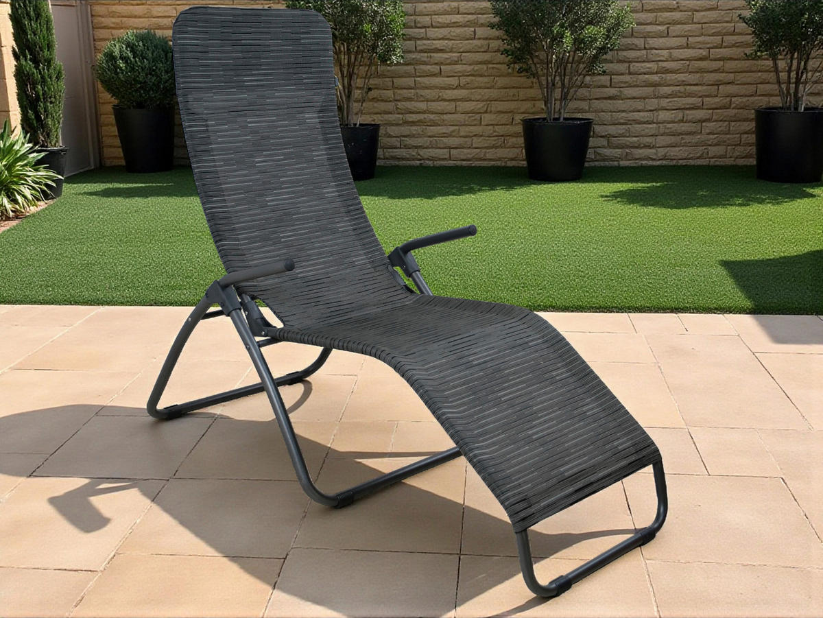 BÄDERLIEGE 60/113/135 cm  - Anthrazit, MODERN, Textil/Metall (60/113/135cm)