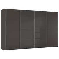 SCHWEBETÜRENSCHRANK 361/223/68 cm,  in Graphitfarben, Schwarz, 4 Tür(en)  - Chromfarben/Graphitfarben, KONVENTIONELL, Glas/Holzwerkstoff (361/223/68cm) - Novel