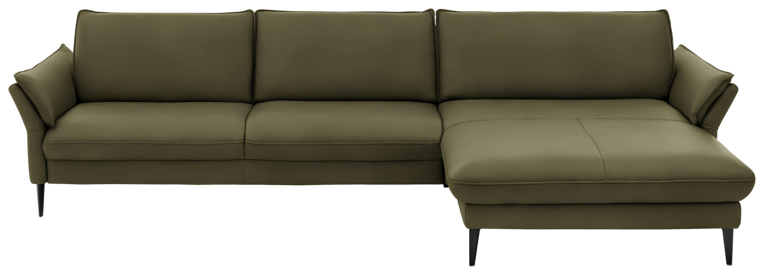 ECKSOFA in Echtleder Grün  334/172 cm  - Schwarz/Grün, Design, Leder/Metall (334/172cm) - Hukla