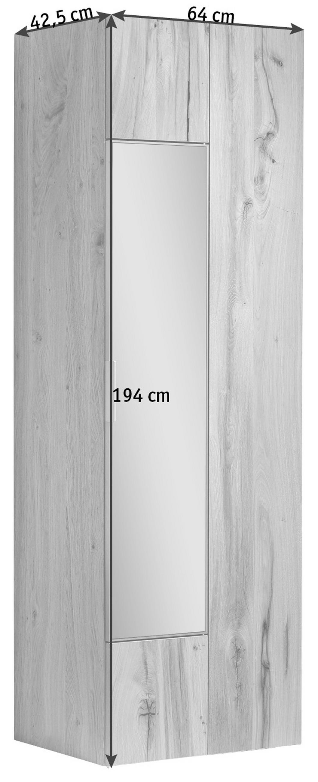 GARDEROBENSCHRANK 64/194/42,5 cm  - Eichefarben/Silberfarben, Natur, Glas/Holz (64/194/42,5cm) - Voglauer