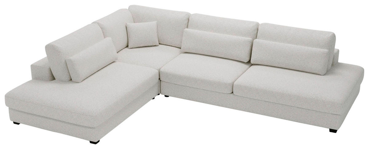 ECKSOFA in Bouclé, Plüsch Beige  - Beige/Schwarz, Design, Kunststoff/Textil (244/332cm) - Livetastic