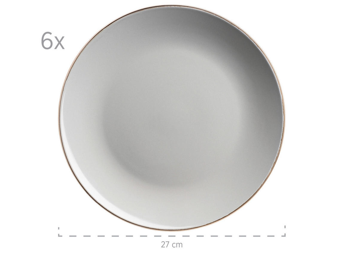 KOMBISERVICE Metallic Rim 24-teilig  - Grau, Basics, Keramik (43/32,5/32cm) - Mäser