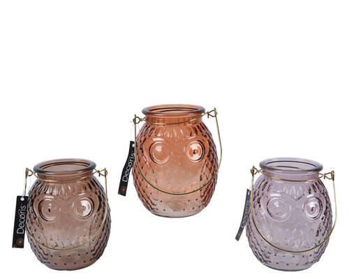 DRŽAČ LUČICA  - sivo-smeđa/ljubičasta, Basics, staklo (9,5/11,5cm)
