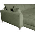 ECKSOFA in Chenille Dunkelgrün  227/329 cm  - Chromfarben/Dunkelgrün, KONVENTIONELL, Textil/Metall (227/329cm) - Carryhome