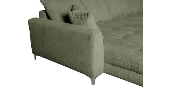 ECKSOFA in Chenille Dunkelgrün 227/329 cm - Chromfarben/Dunkelgrün, KONVENTIONELL, Textil/Metall (227/329cm) - Carryhome