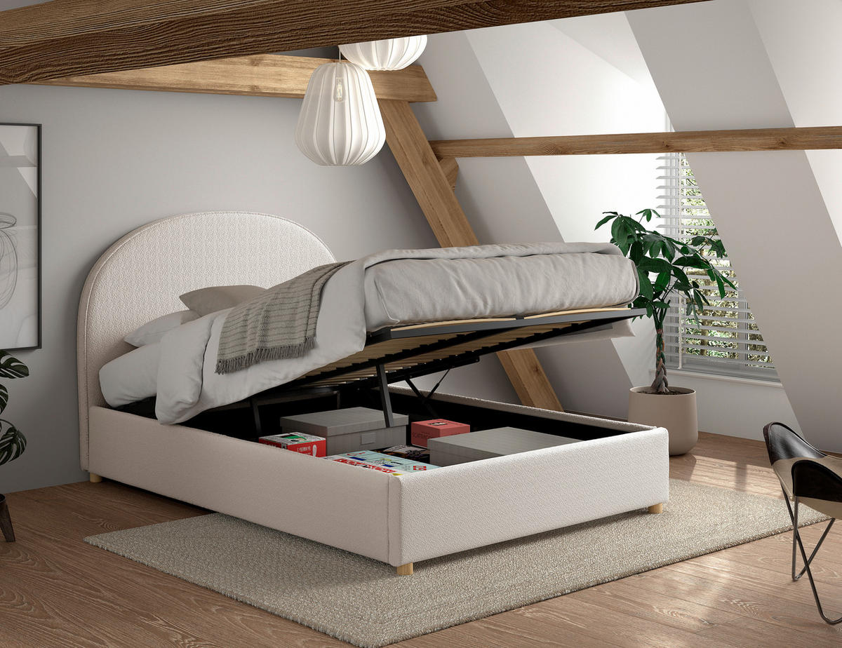 KINDER-/JUNIORBETT 140/200 cm  in Weiß  - Naturfarben/Weiß, ROMANTIK / LANDHAUS, Holz/Textil (140/200cm) - Vipack