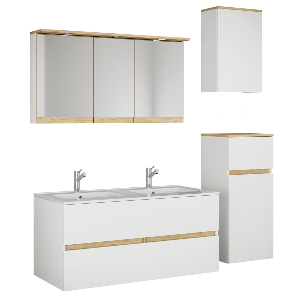 BADEZIMMER 5-teilig  in 152 cm  - Honigeiche/Weiß, Trend, Keramik/Holzwerkstoff (152cm) - MID.YOU