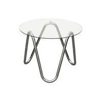 BEISTELLTISCH 50/50/35 cm Ventana Chromfarben rund  - Chromfarben, Basics, Glas/Metall (50/50/35cm) - Leitmotiv