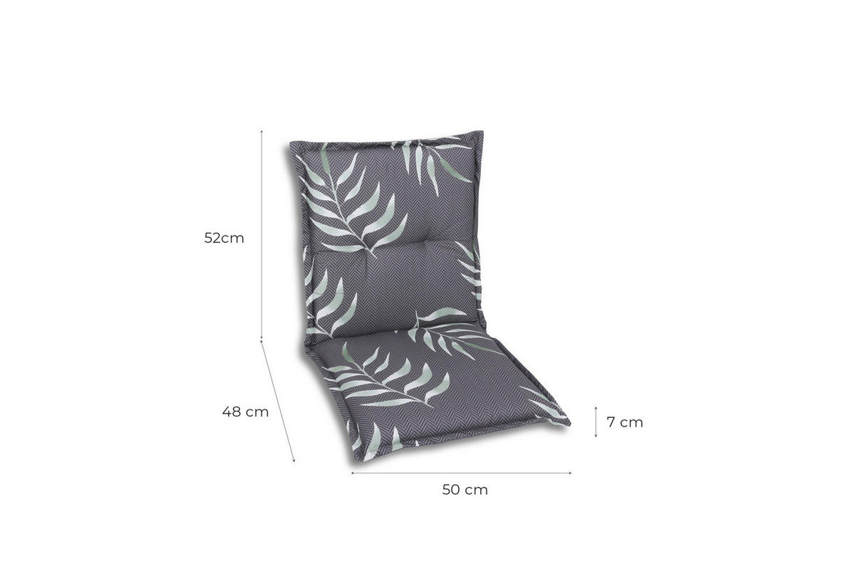 SESSELAUFLAGE Blätter  - Anthrazit/Grün, Basics, Textil (50/100cm)