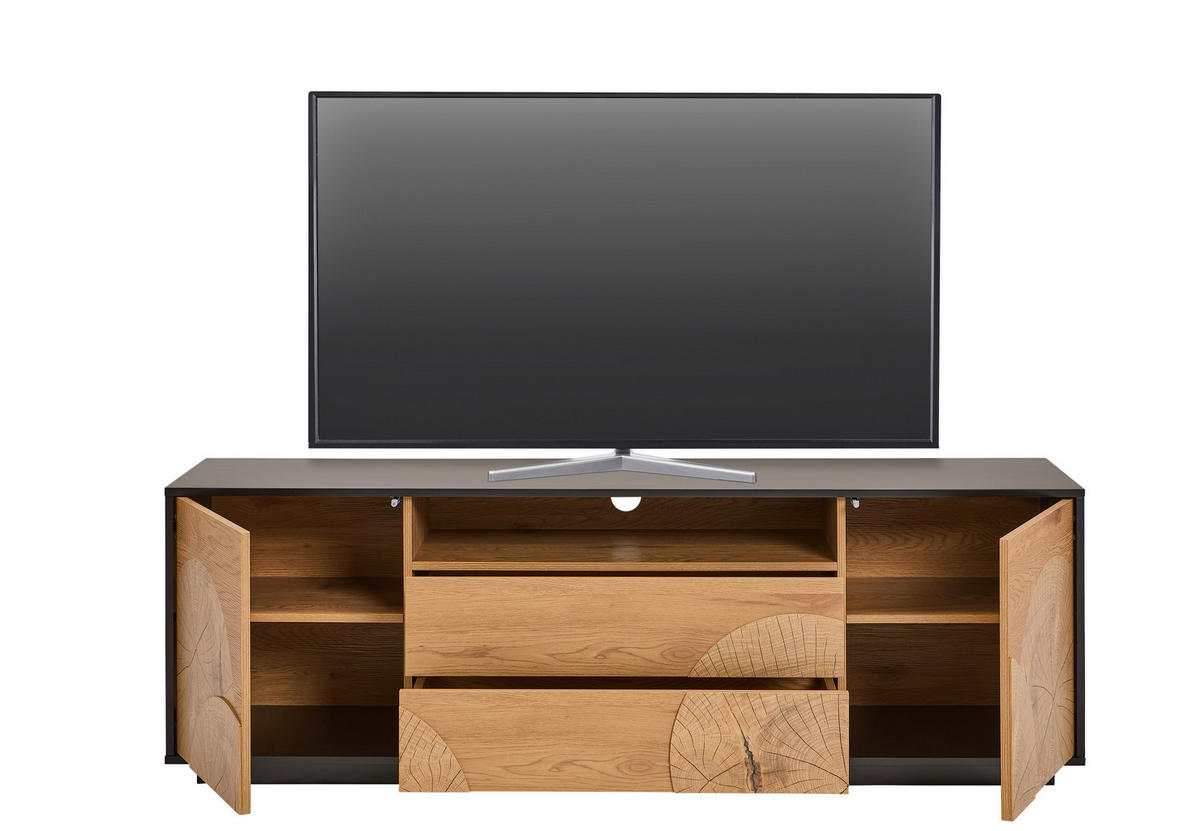 TV-SZEKRÉNY 170/56/40 cm  - tölgyfa színű/fekete, Lifestyle, faalapú anyag (170/56/40cm) - Xora