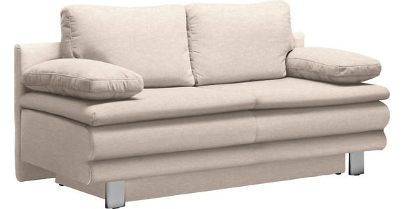 SCHLAFSOFA Bruno in Flachgewebe Sandfarben  - Sandfarben/Chromfarben, Design, Textil/Metall (194/96/86cm) - Novel