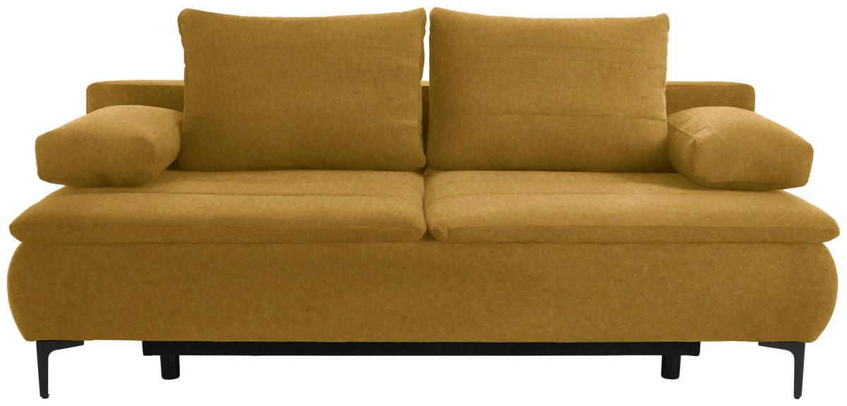 BOXSPRINGSOFA in Flachgewebe Goldfarben  - Goldfarben, Konventionell, Textil/Metall (204/93/100cm) - Novel