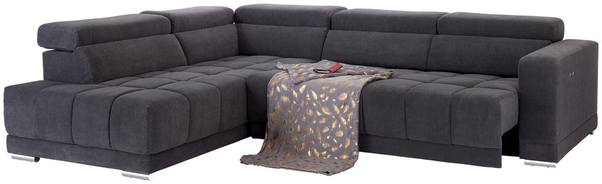 Wohnlandschaft "Hogan" , in Webstoff Grau  - Silberfarben/Grau, Modern, Holz/Textil (212/299cm) - Livetastic
