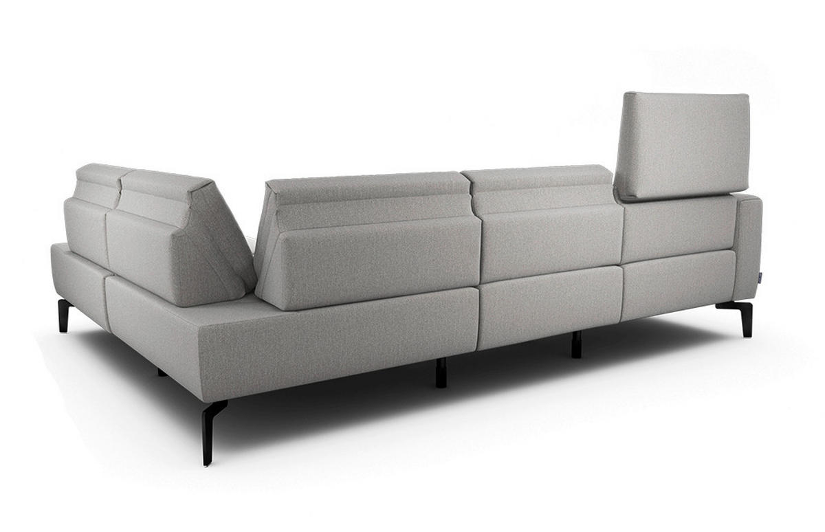 ECKSOFA Cosy Hellgrau Samt  - Hellgrau/Schwarz, Design, Textil/Metall (256/193cm) - SENSOO