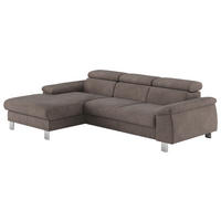 ECKSOFA Dunkelgrau Flachgewebe  - Chromfarben/Dunkelgrau, Design, Textil/Metall (166/244cm) - Livetastic