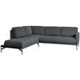 ECKSOFA in Flachgewebe, Struktur Grau  - Anthrazit/Grau, Design, Textil/Metall (230/254cm) - Ambiente