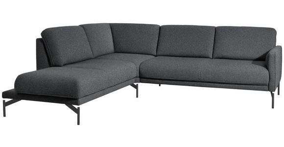 ECKSOFA in Flachgewebe, Struktur Grau  - Anthrazit/Grau, Design, Textil/Metall (230/254cm) - Ambiente