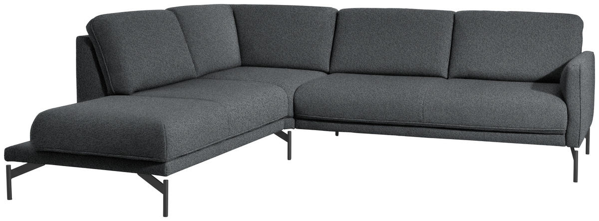 ECKSOFA in Flachgewebe, Struktur Grau  230/254 cm  - Anthrazit/Grau, Design, Textil/Metall (230/254cm) - Johann Jakob