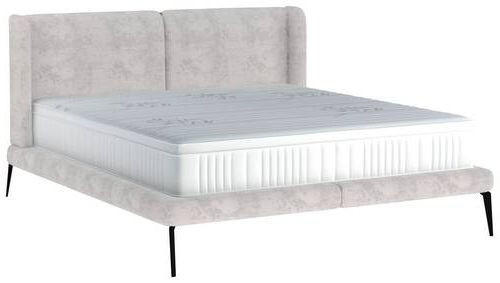 Polsterbett inkl. Matratze Matratze, gepolstertes Kopfteil, Topper 180/200 cm  in Creme  - Creme/Schwarz, MODERN, Textil/Metall (180/200cm) - Livetastic