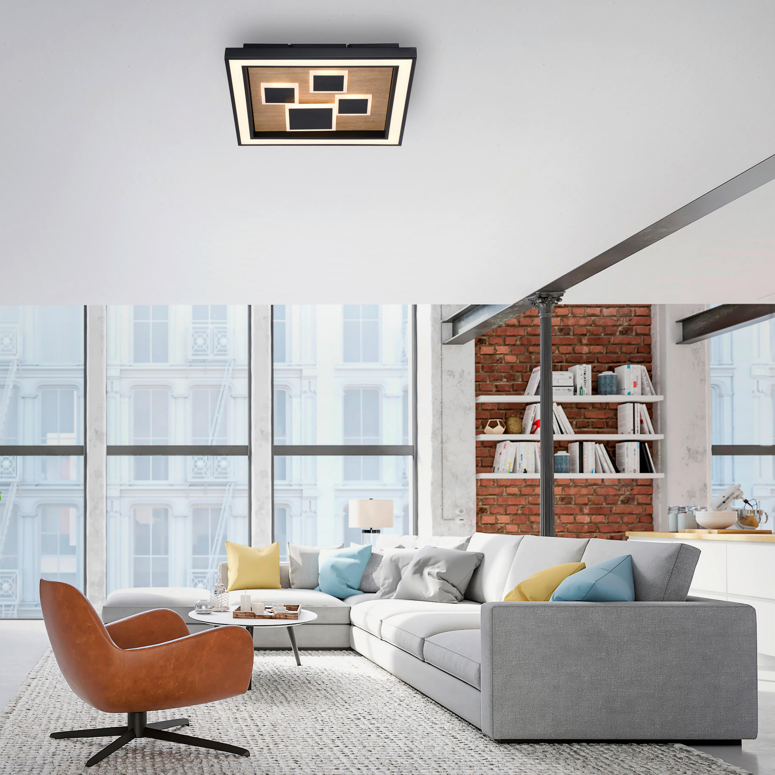 LED-DECKENLEUCHTE Eliza 48/48/7 cm   - Natur, Holz (48/48/7cm) - Paul Neuhaus