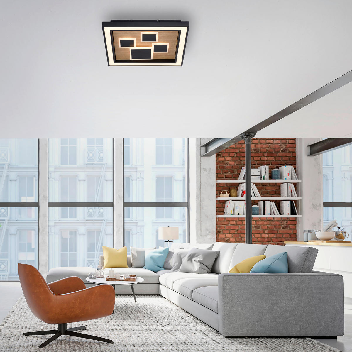 LED-DECKENLEUCHTE 48/48/7 cm   - Natur, Holz (48/48/7cm) - Paul Neuhaus