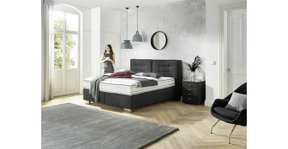 BOXSPRINGBETT 180/200 cm  in Schwarz  - Chromfarben/Schwarz, KONVENTIONELL, Textil (180/200cm) - Dieter Knoll