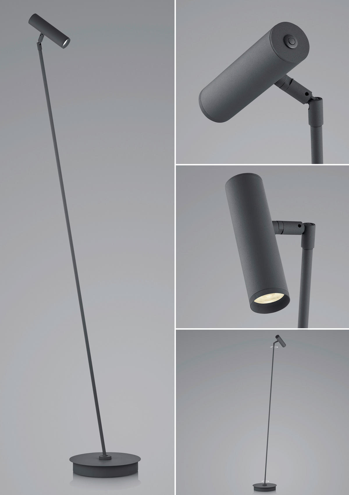 LED-STEHLEUCHTE Tom Pro 54.5/137 cm   - Schwarz, MODERN, Metall (54.5/137cm) - Hell