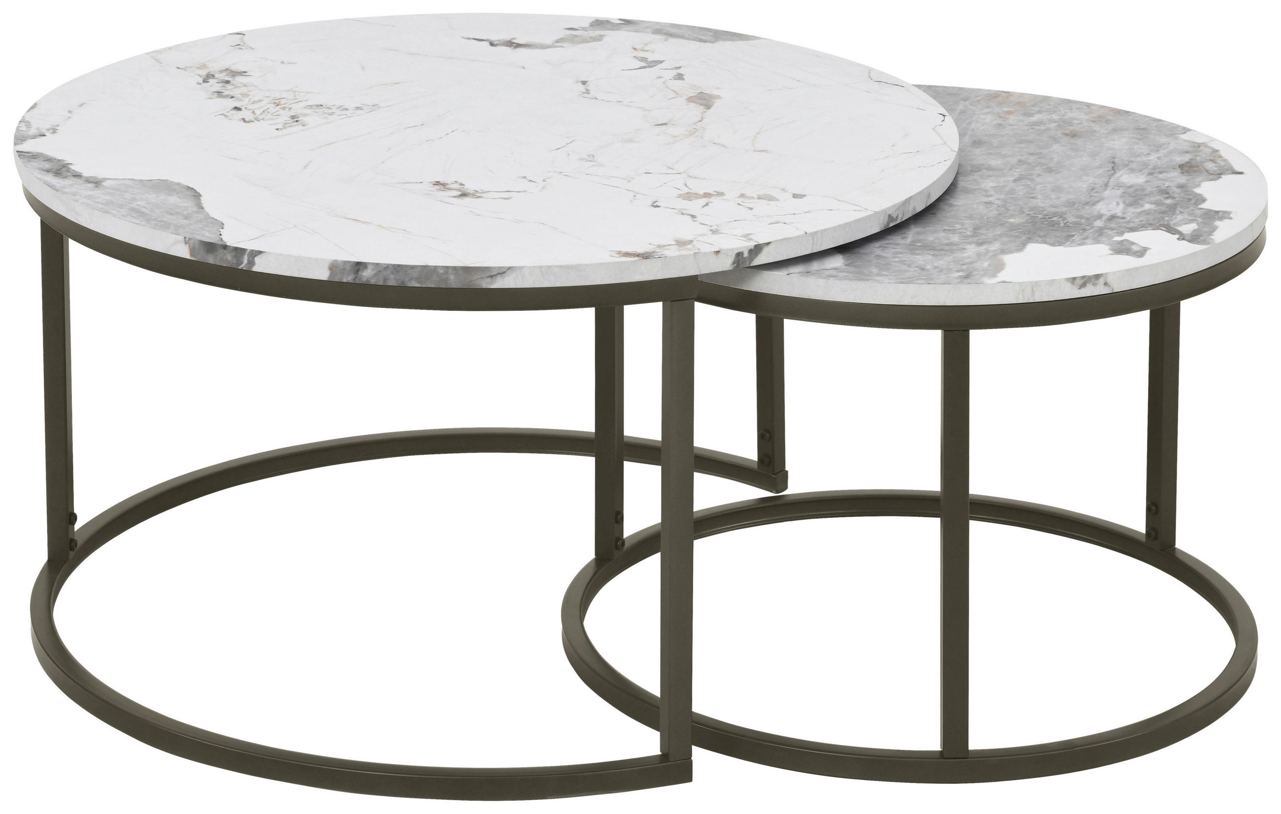 COUCHTISCHSET 60-80/60-80/42-45 cm rund Weiß, Bronzefarben  - Bronzefarben/Weiß, Design, Holzwerkstoff/Metall (60-80/60-80/42-45cm) - home24