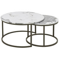 COUCHTISCHSET 60-80/60-80/42-45 cm rund Weiß, Bronzefarben  - Bronzefarben/Weiß, Design, Holzwerkstoff/Metall (60-80/60-80/42-45cm) - home24