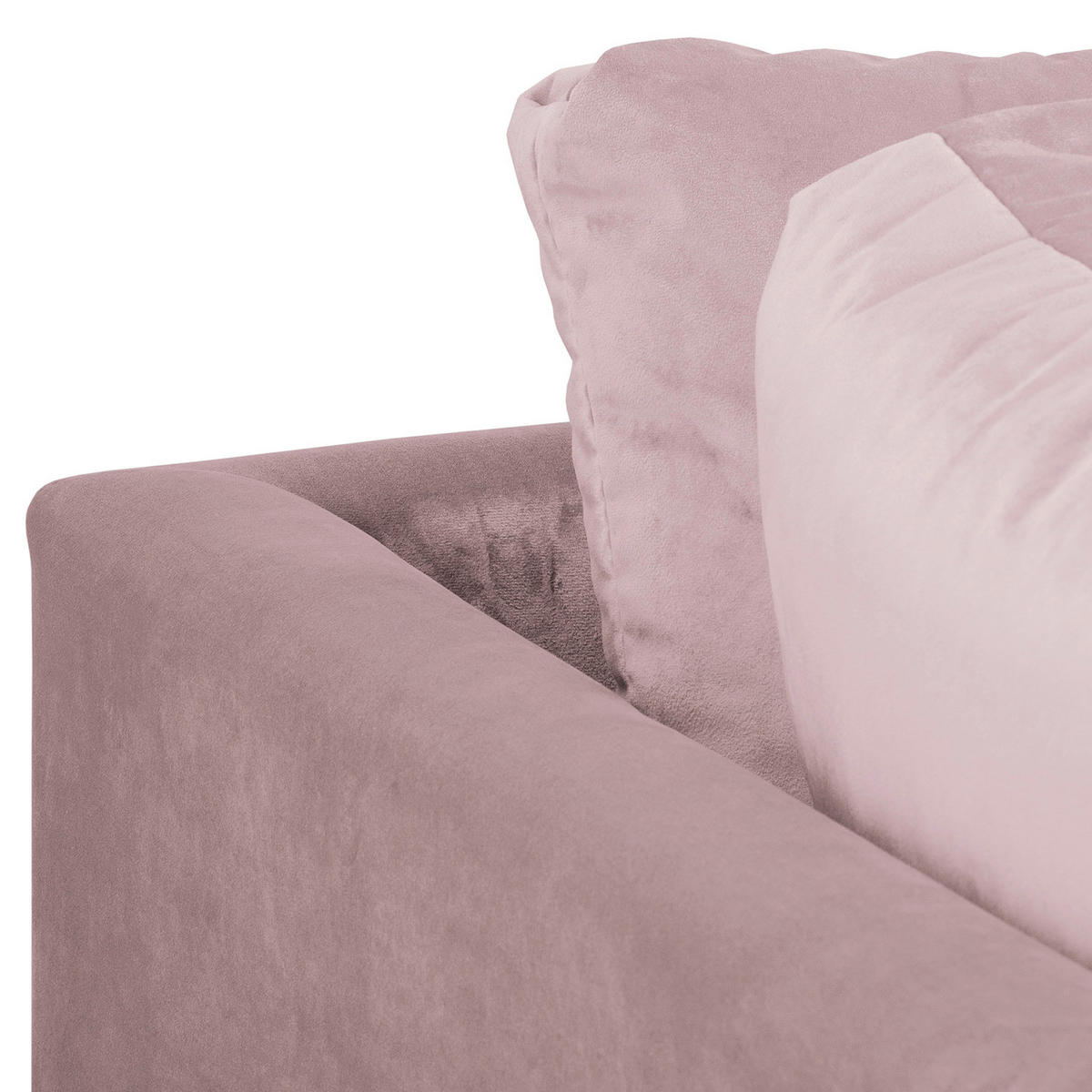 ECKSOFA Ariella in Samt Rosa  161/231 cm  - Naturfarben/Rosa, Design, Holz/Textil (161/231cm) - Livetastic