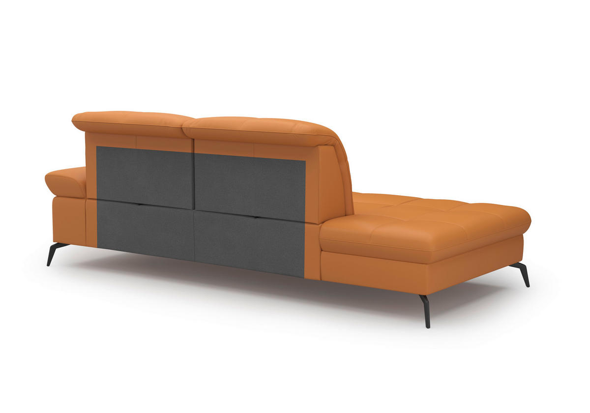 RÉCAMIERE Currygelb Kombination Echtleder/Stoff Vliesstoff  - Currygelb/Schwarz, KONVENTIONELL, Leder/Textil (231/90/122cm) - Sit & More