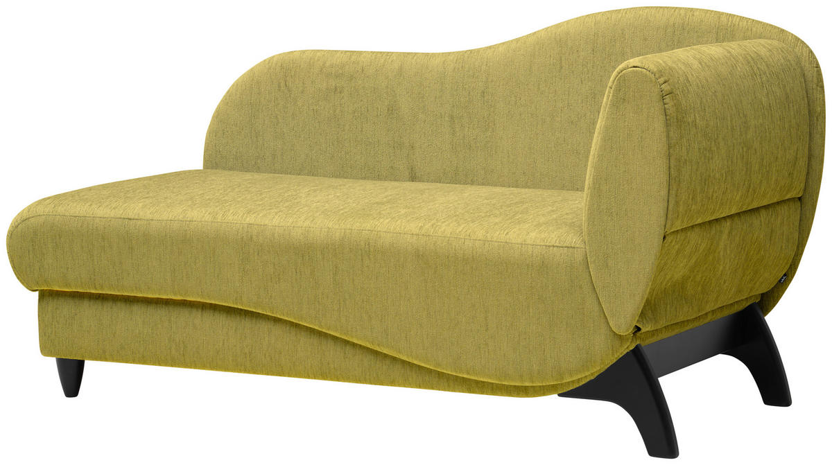RÉCAMIERE in Webstoff Hellgrün  - Schwarz/Hellgrün, Modern, Holz/Textil (171-190/87/84cm) - Joka