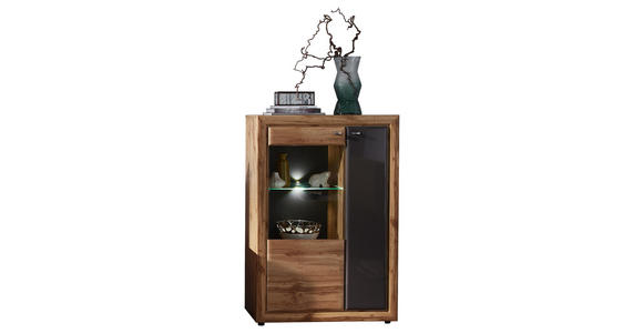HIGHBOARD 90/132/37 cm - Edelstahlfarben/Eichefarben, KONVENTIONELL, Glas/Holzwerkstoff (90/132/37cm) - Cantus