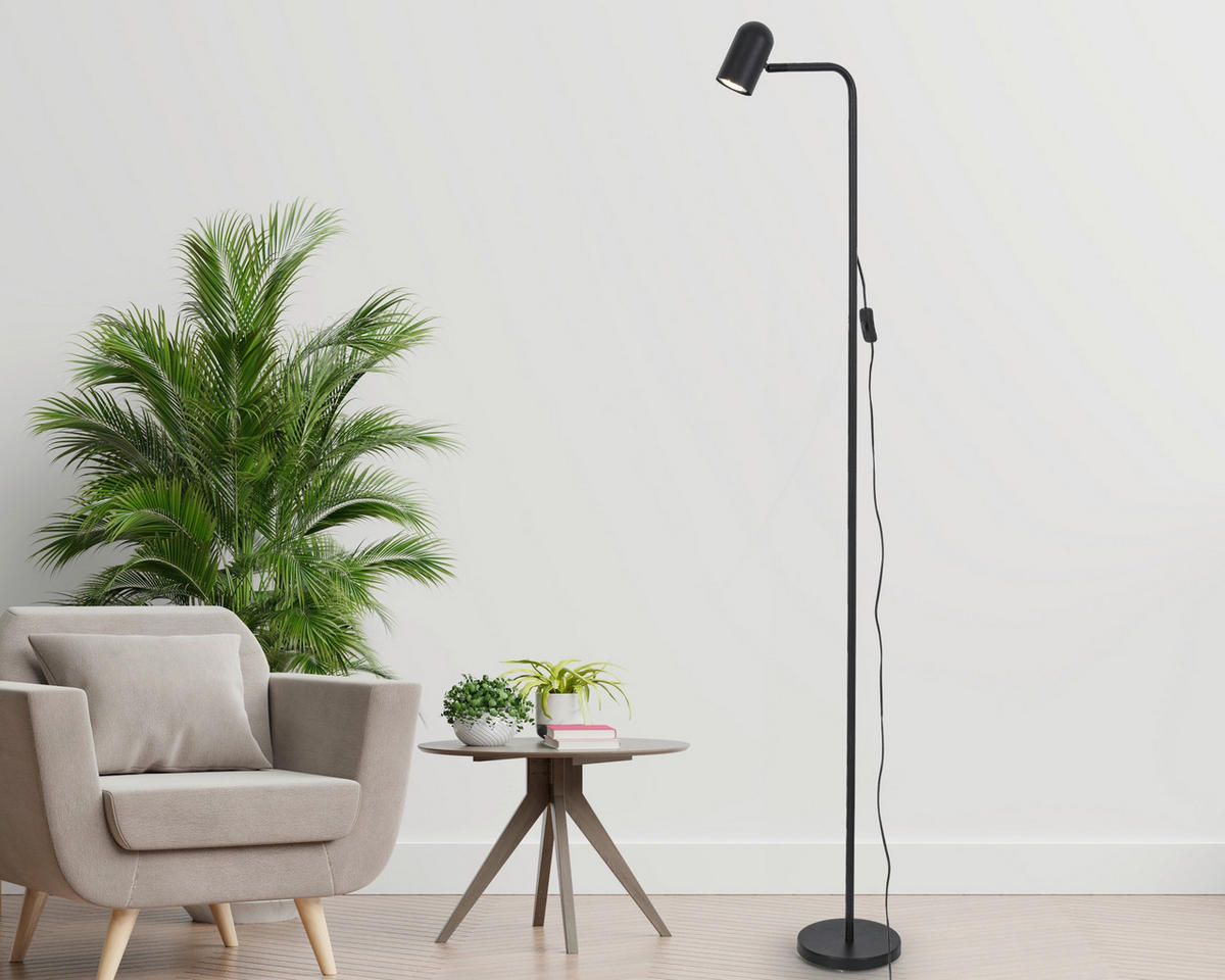 STOJACIA LAMPA, 35,5/18/154,50 cm - čierna, Trend, kov/plast (35,5/18/154,50cm) - Novel