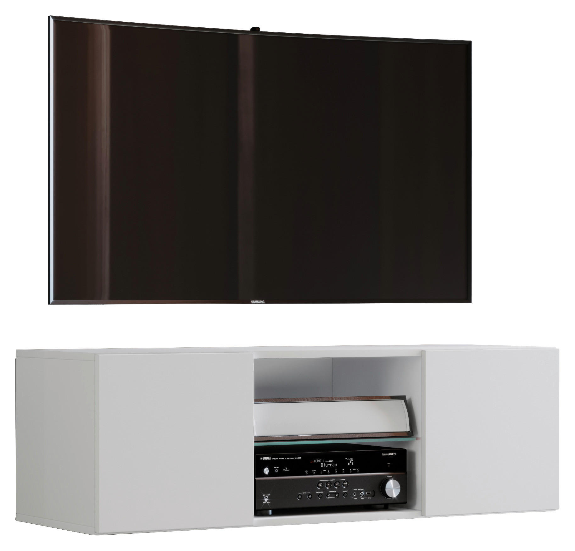 TV-BÄNK i 115/40/36 cm - vit/aluminiumfärg, Modern, metall/trämaterial (115/40/36cm) - MID.YOU