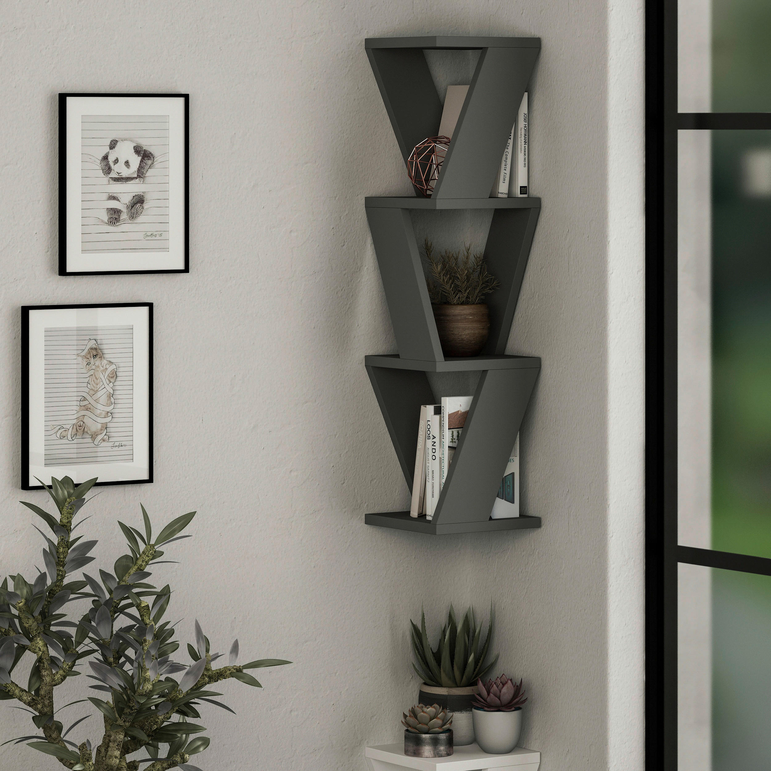 WANDBOARD in 22/85/22 cm Anthrazit  - Anthrazit, Design, Holzwerkstoff (22/85/22cm) - Livetastic