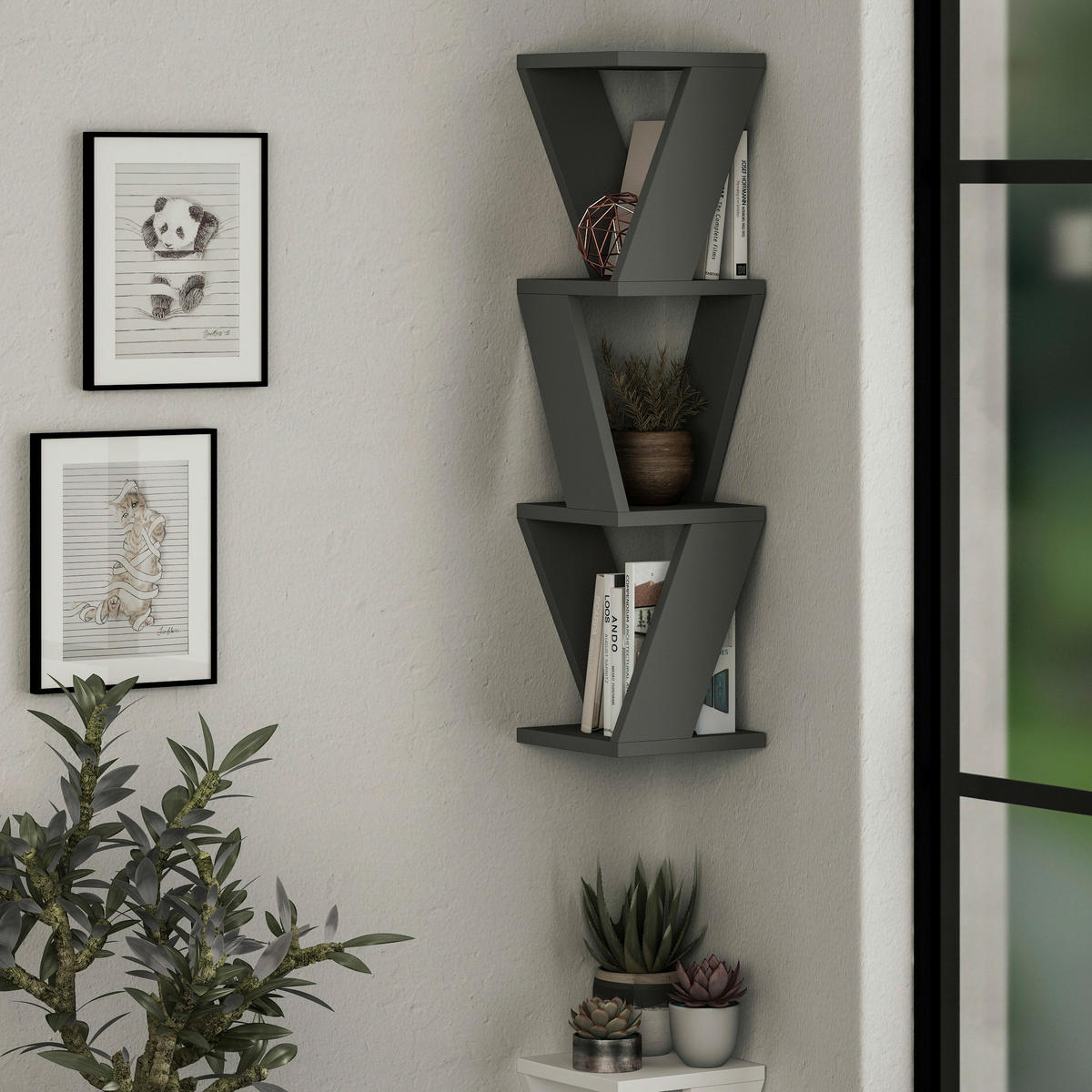 WANDBOARD in 22/85/22 cm Anthrazit  - Anthrazit, Design, Holzwerkstoff (22/85/22cm) - Livetastic