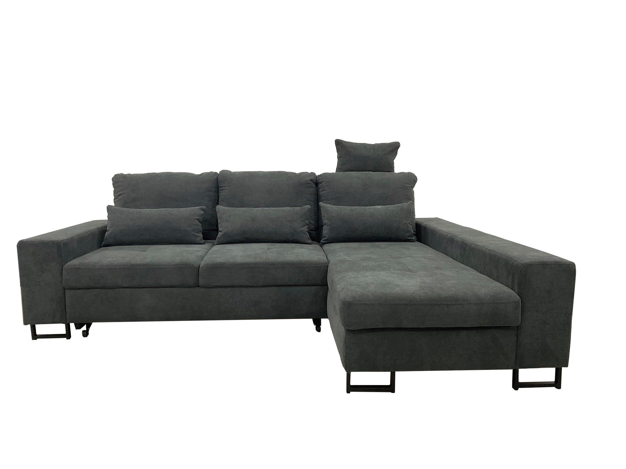 SJEDEĆA GARNITURA tekstil  tamno siva   - tamno siva/crna, Moderno, tekstil/metal (260/192cm)