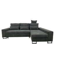 SJEDEĆA GARNITURA tekstil  tamno siva   - tamno siva/crna, Moderno, tekstil/metal (260/192cm)