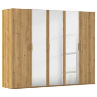 DREHTÜRENSCHRANK 251/197/60 cm 5-türig Eichefarben  - Eichefarben/Silberfarben, Design, Glas/Holzwerkstoff (251/197/60cm) - Novel