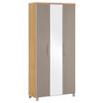 GARDEROBENSCHRANK Santina  in 90/193/37 cm  - Taupe/Chromfarben, Design, Glas/Holz (90/193/37cm) - Novel